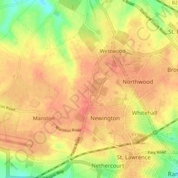 Mappa topografica Haine, altitudine, rilievo