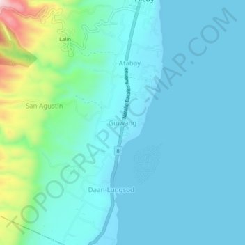 Mappa topografica Guiwang, altitudine, rilievo