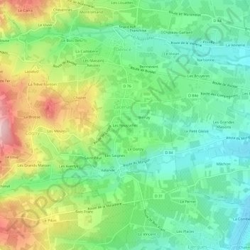 Mappa topografica Les Rousselles, altitudine, rilievo