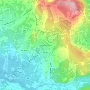 Mappa topografica Les Bouilladoires, altitudine, rilievo