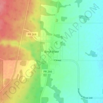 Mappa topografica Birch River, altitudine, rilievo