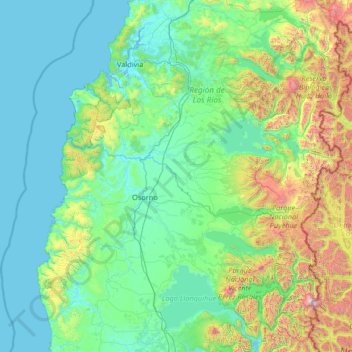 Mappa topografica Zona Sur, altitudine, rilievo