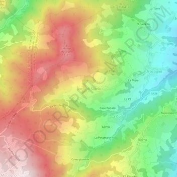 Mappa topografica Borra di Silano, altitudine, rilievo