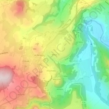 Mappa topografica Malpas, altitudine, rilievo