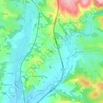 Mappa topografica Rond, altitudine, rilievo