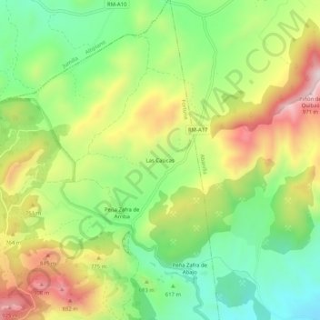 Mappa topografica Las Casicas, altitudine, rilievo