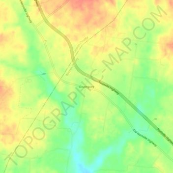 Mappa topografica Devenport, altitudine, rilievo