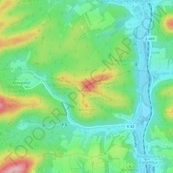 Mappa topografica Rauhberg, altitudine, rilievo