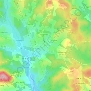 Mappa topografica Sornac, altitudine, rilievo