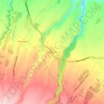 Mappa topografica Kibangan, altitudine, rilievo