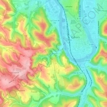 Mappa topografica Cabazat, altitudine, rilievo