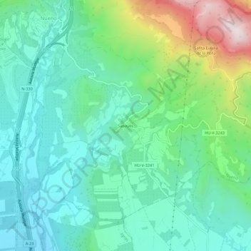 Mappa topografica Sabayés, altitudine, rilievo