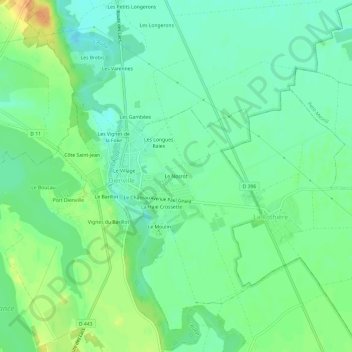 Mappa topografica Le Nosrot, altitudine, rilievo