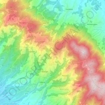 Mappa topografica San Baronto, altitudine, rilievo
