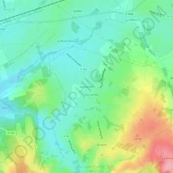 Mappa topografica Les Landes, altitudine, rilievo