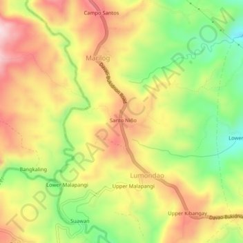 Mappa topografica Santo Niño, altitudine, rilievo