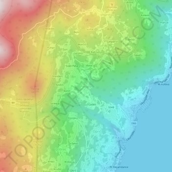 Mappa topografica Poljane, altitudine, rilievo