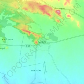 Mappa topografica Kavitala, altitudine, rilievo