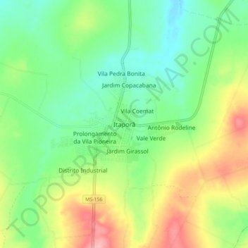 Mappa topografica Itaporã, altitudine, rilievo