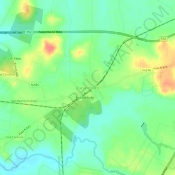 Mappa topografica Rucapequén, altitudine, rilievo