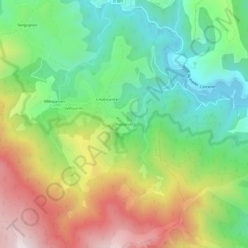 Mappa topografica Rabeyrals, altitudine, rilievo