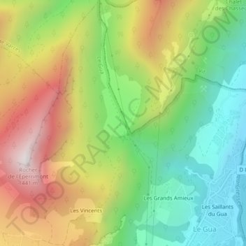 Mappa topografica L'Échaillon, altitudine, rilievo