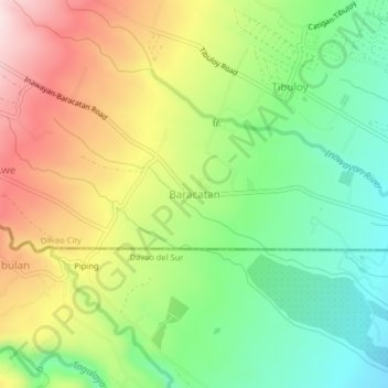 Mappa topografica Baracatan, altitudine, rilievo