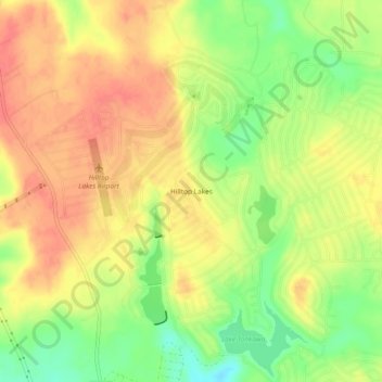 Mappa topografica Hilltop Lakes, altitudine, rilievo