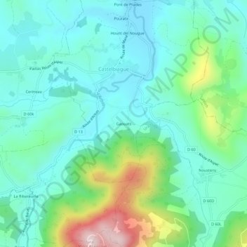 Mappa topografica Gaouats, altitudine, rilievo