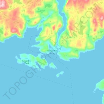 Mappa topografica Rencontre East, altitudine, rilievo