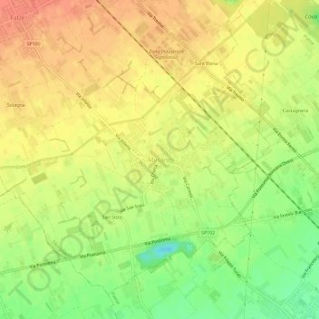 Mappa topografica Musano, altitudine, rilievo