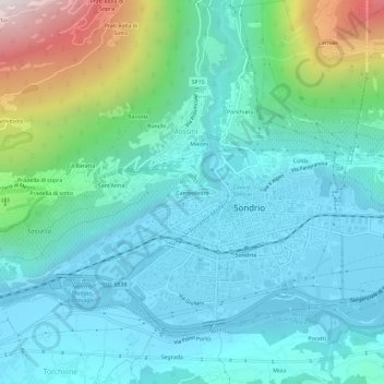 Mappa topografica Campoledro, altitudine, rilievo