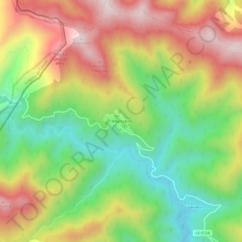 Mappa topografica Villarrubín, altitudine, rilievo