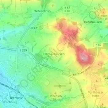 Mappa topografica Herberhausen, altitudine, rilievo