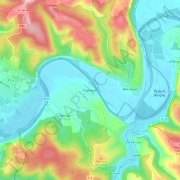 Mappa topografica Meyraguet, altitudine, rilievo