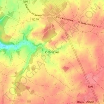 Mappa topografica Piétrebais, altitudine, rilievo