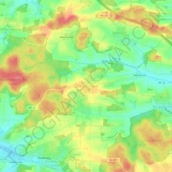 Mappa topografica Landmannsdorf, altitudine, rilievo