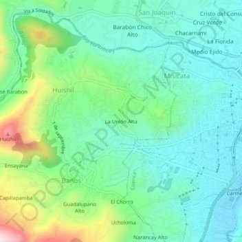 Mappa topografica La Unión Alta, altitudine, rilievo