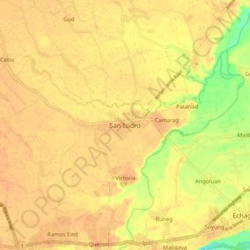 Mappa topografica San Isidro, altitudine, rilievo