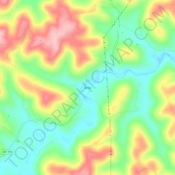 Mappa topografica Delta, altitudine, rilievo