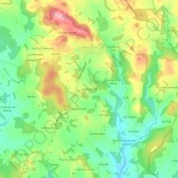 Mappa topografica Le Buchetel, altitudine, rilievo