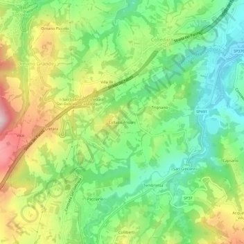 Mappa topografica Collalto-Frisoni, altitudine, rilievo