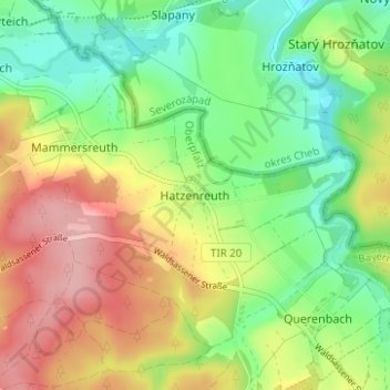 Mappa topografica Hatzenreuth, altitudine, rilievo