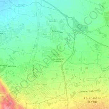 Mappa topografica Ambroz, altitudine, rilievo