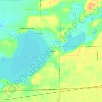 Mappa topografica Sandy Beach, altitudine, rilievo
