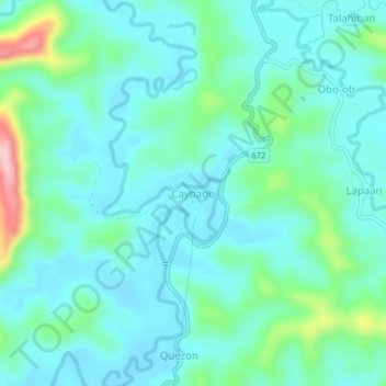 Mappa topografica Caybago, altitudine, rilievo