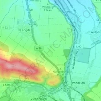 Mappa topografica Burgfeld, altitudine, rilievo