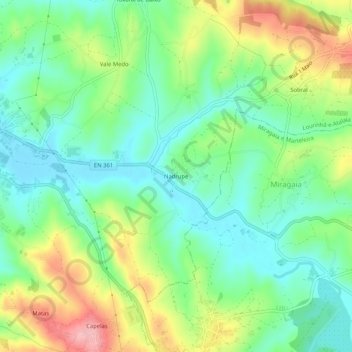 Mappa topografica Nadrupe, altitudine, rilievo