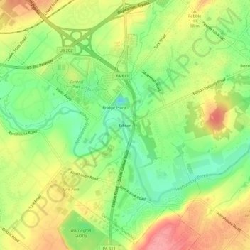 Mappa topografica Edison, altitudine, rilievo