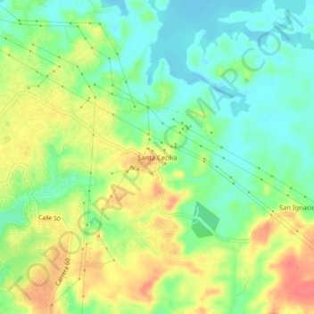 Mappa topografica Santa Cecilia, altitudine, rilievo